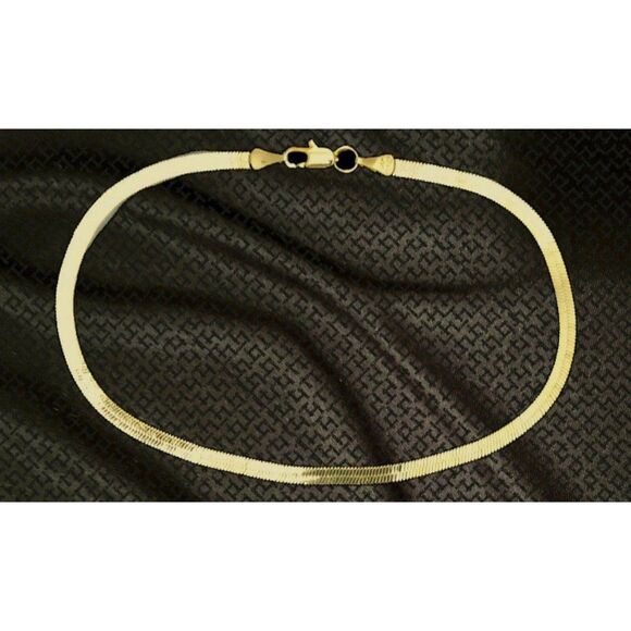 14kt Italy stamped gold Bonded herringbone anklet - Picture 1 of 2